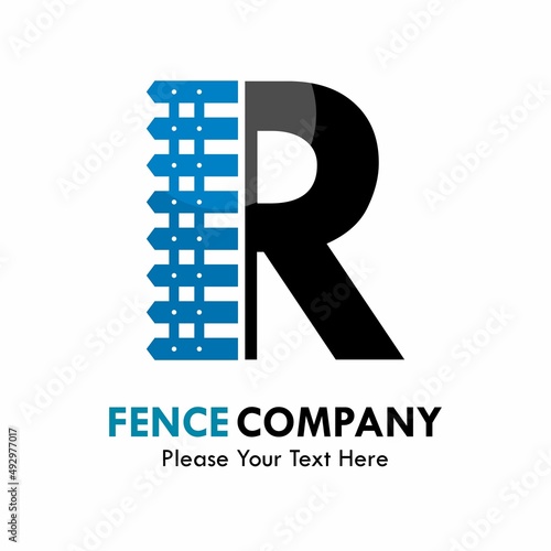 Letter r with fence logo template illustration. suitable for identity, company, web, industrial.