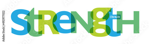 STRENGTH blue and green vector typography banner