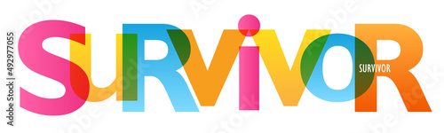 SURVIVOR blue and green vector typography banner