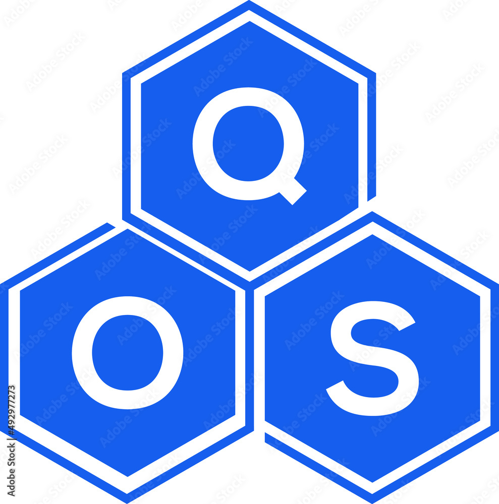 QOS letter logo design on black background. QOS creative initials