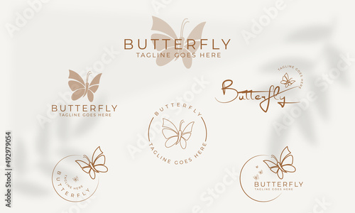 Beauty Butterfly logo. Luxury line logotype design. Universal premium butterfly symbol logotype.