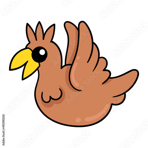brown hen, doodle icon image kawaii