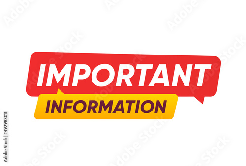 Important information , Banner, label Vector on isolated white background 