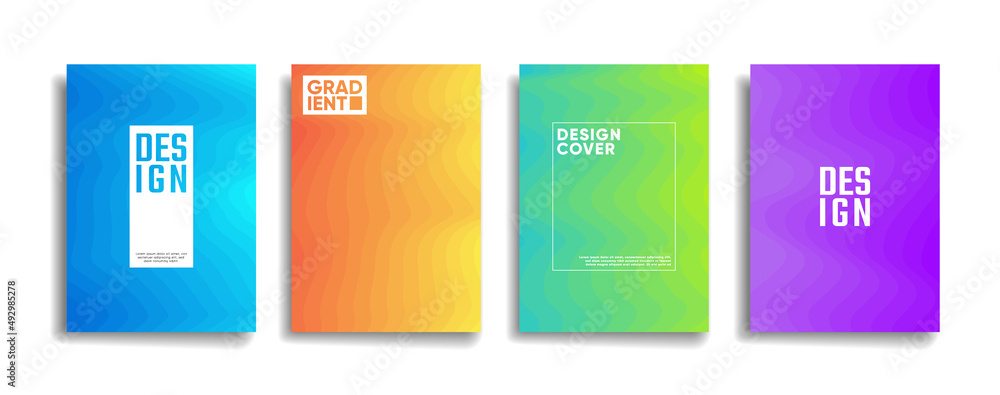 modern bright gradient color abstract line pattern background cover design. blue violet red orange green poster vector cover template.