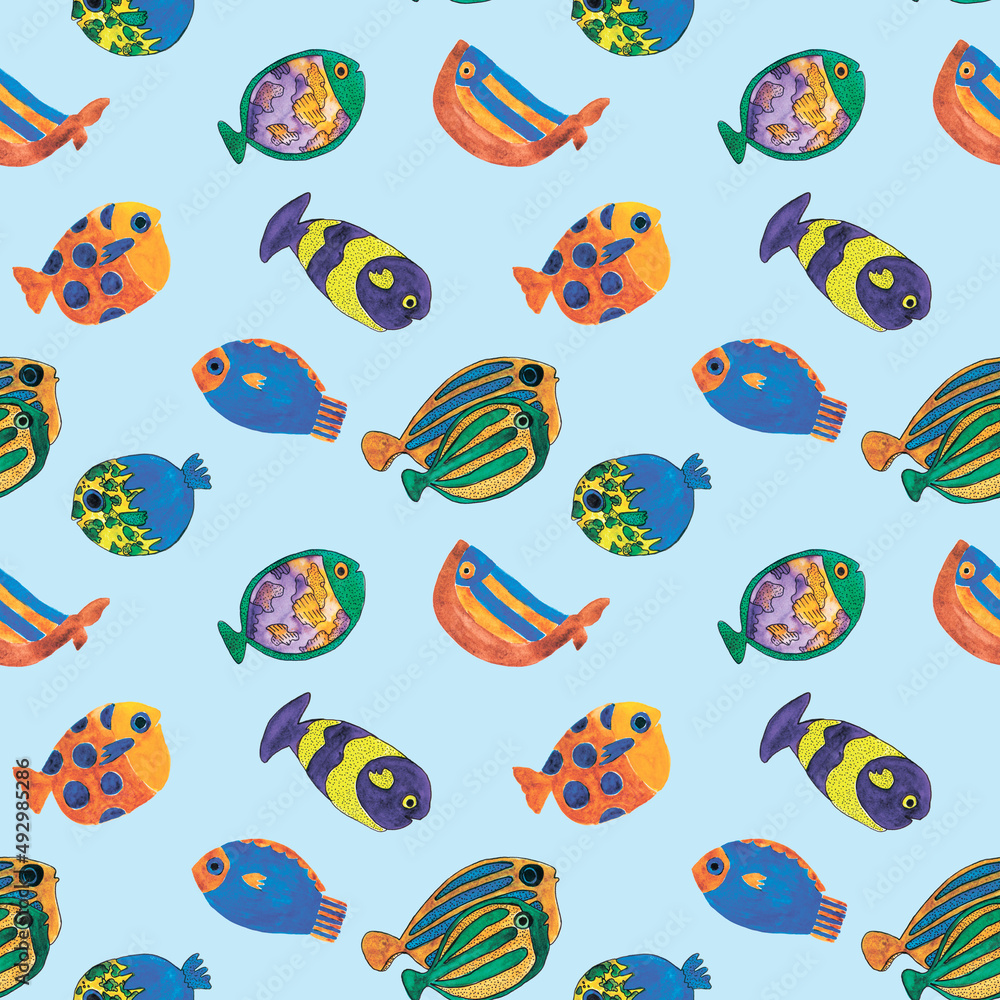Seamless pattern with fishes. Seamless pattern with fishes.