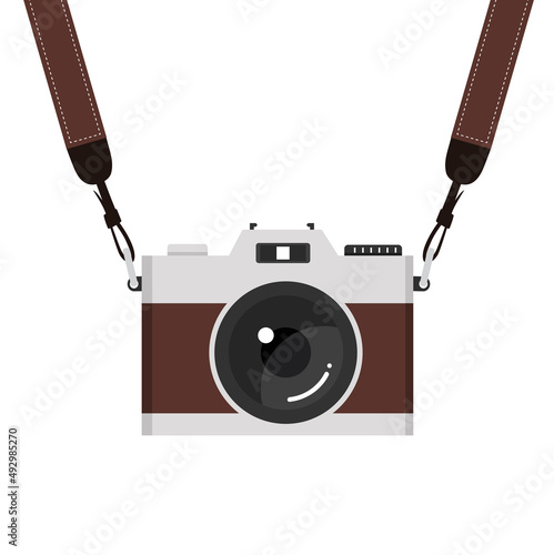 hanging brown camera strap vector