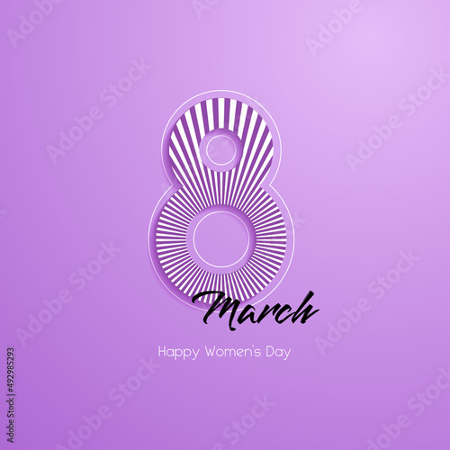 Postcard congratulations on March 8 on a purple background