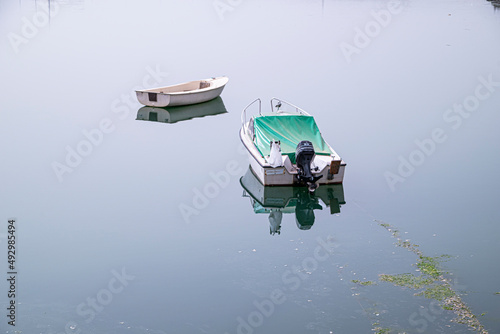 small fishing boats moored in port