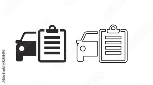 Car Check Icon Set. Black and white vector isolated editable illustration