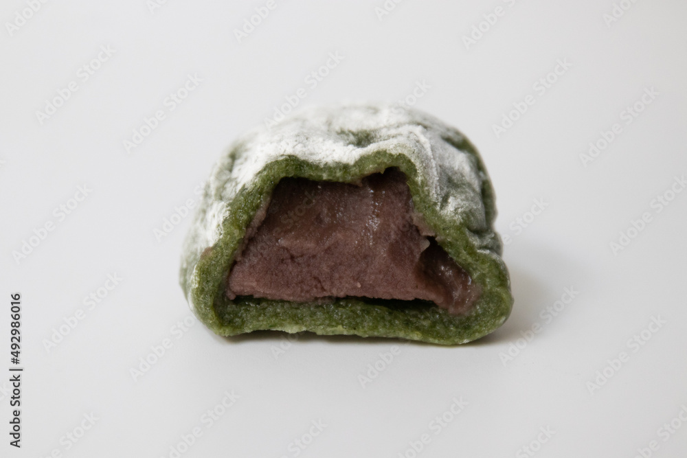 Green Tea Dorayaki on white background Green Tea Dorayaki on white background