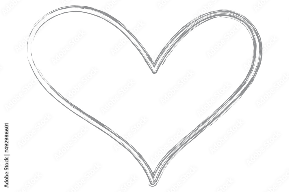 Heart contour vector. Grey hand drawn love icon isolated. Paint brush stroke heart icon. Hand drawn vector for love logo, heart symbol, doodle icon and Valentine's day. Painted grunge vector shape Heart contour vector. Grey hand drawn love icon isolated. Paint brush stroke heart icon. Hand drawn vector for love logo, heart symbol, doodle icon and Valentine's day. Painted grunge vector shape