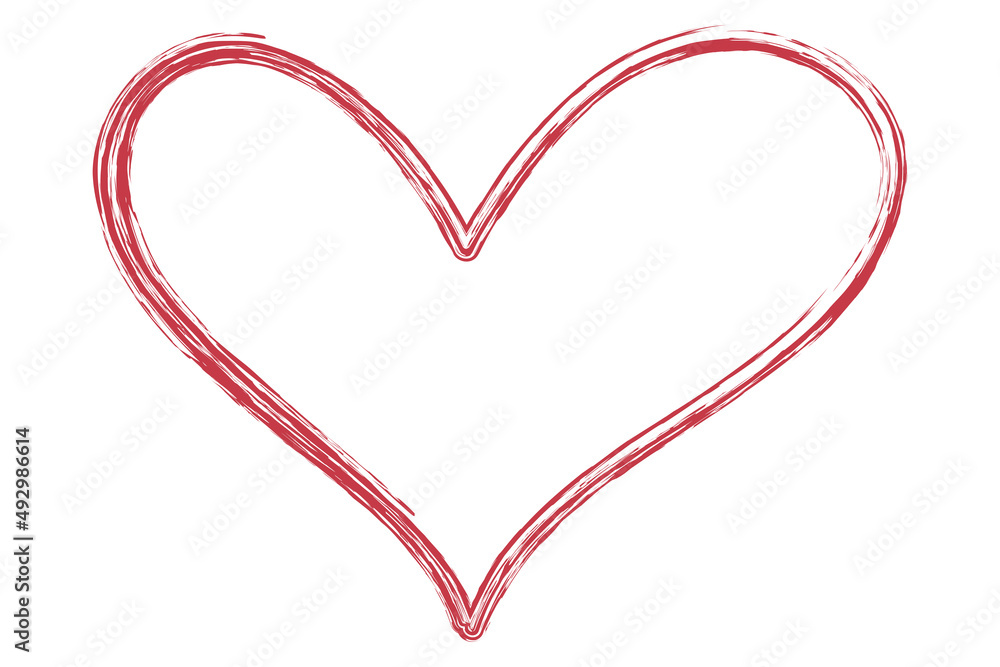Heart contour vector. Red hand drawn love icon isolated. Paint brush stroke heart icon. Hand drawn vector for love logo, heart symbol, doodle icon and Valentine's day. Painted grunge vector shape Heart contour vector. Red hand drawn love icon isolated. Paint brush stroke heart icon. Hand drawn vector for love logo, heart symbol, doodle icon and Valentine's day. Painted grunge vector shape