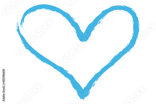 Heart contour vector. Blue hand drawn love icon isolated. Paint brush stroke heart icon. Hand drawn vector for love logo, heart symbol, doodle icon and Valentine's day. Painted grunge vector shape