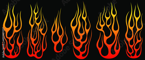 Fire flames isolated on white background. Tribal tattoo design.