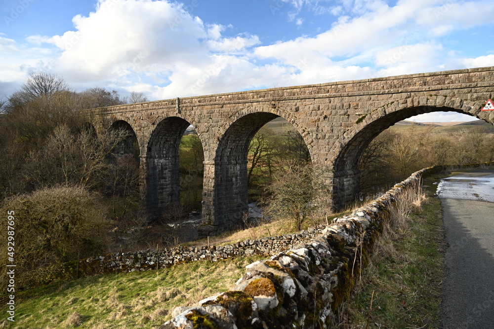 Lanacar Lane. disused railway viaduct. Appersett. North Yorkshire. Yorkshire Dales National Park.  Widdale Beck