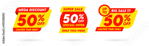 Sale tags collection. Special offer, big sale, discount, best price, mega sale banner set. Shop or online shopping. Sticker, badge, coupon, store.