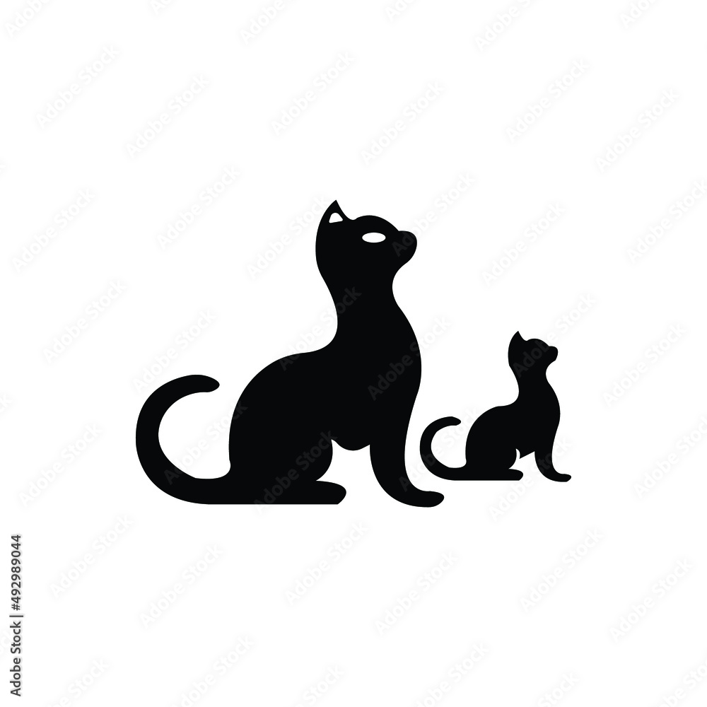 two black cat vector logo