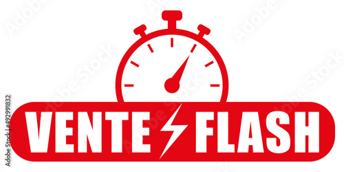 Vente flash. Icône rouge vectoriel avec chronomètre.