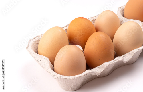 Organic chicken eggs on the table. Eggs are good for everyone and health. Farm products, natural eggs.