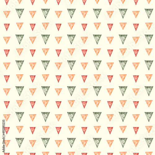 Watercolor pattern with flags in boho style