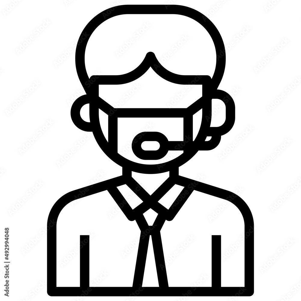 CALL CENTER AGENT line icon,linear,,graphic,illustration