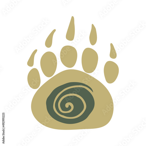 paw of a wild beast, symbol gray paw of a wild beast, symbol of the sun, isolated object of the ancient world, primitive drawing