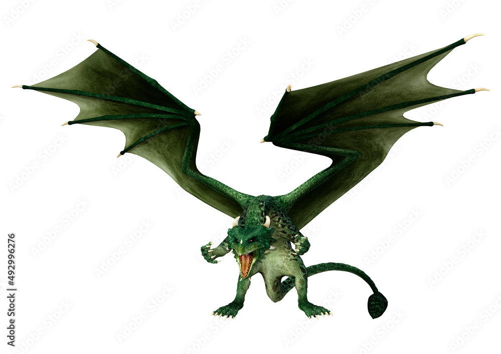 Obraz premium 3D Rendering Fairy Tale Dragon on White