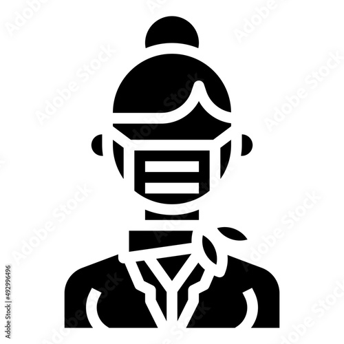 AIR HOSTESS glyph icon,linear,outline,graphic,illustration
