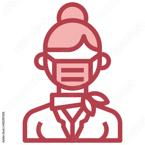 AIR HOSTESS red line icon,linear,outline,graphic,illustration