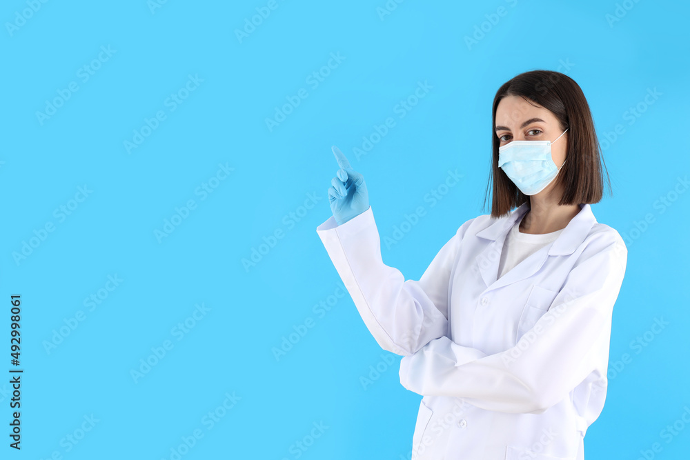 Concept of healthcare worker with young woman, space for text Concept of healthcare worker with young woman, space for text