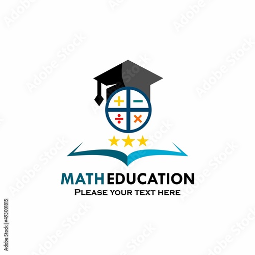 Math education logo template illustration. suitable for education, stem, maths, college, university, student etc