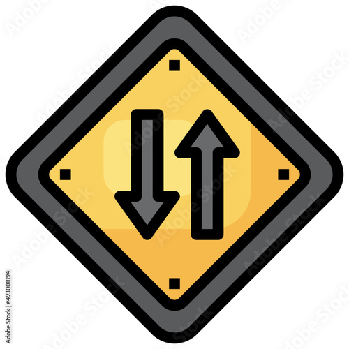 TWO WAYS filled outline icon,linear,outline,graphic,illustration