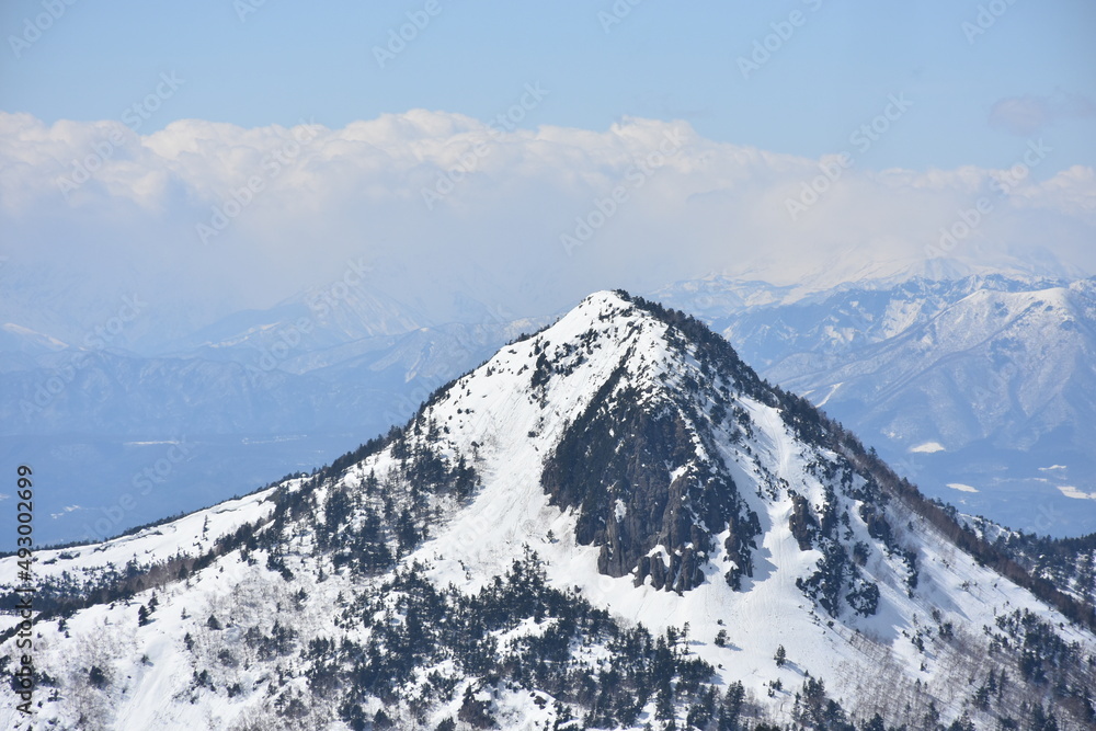 Snowy mountains seen from Mt. Yokote in shiga kogen