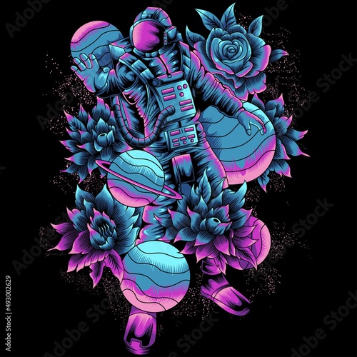 astronaut in space vector illustration