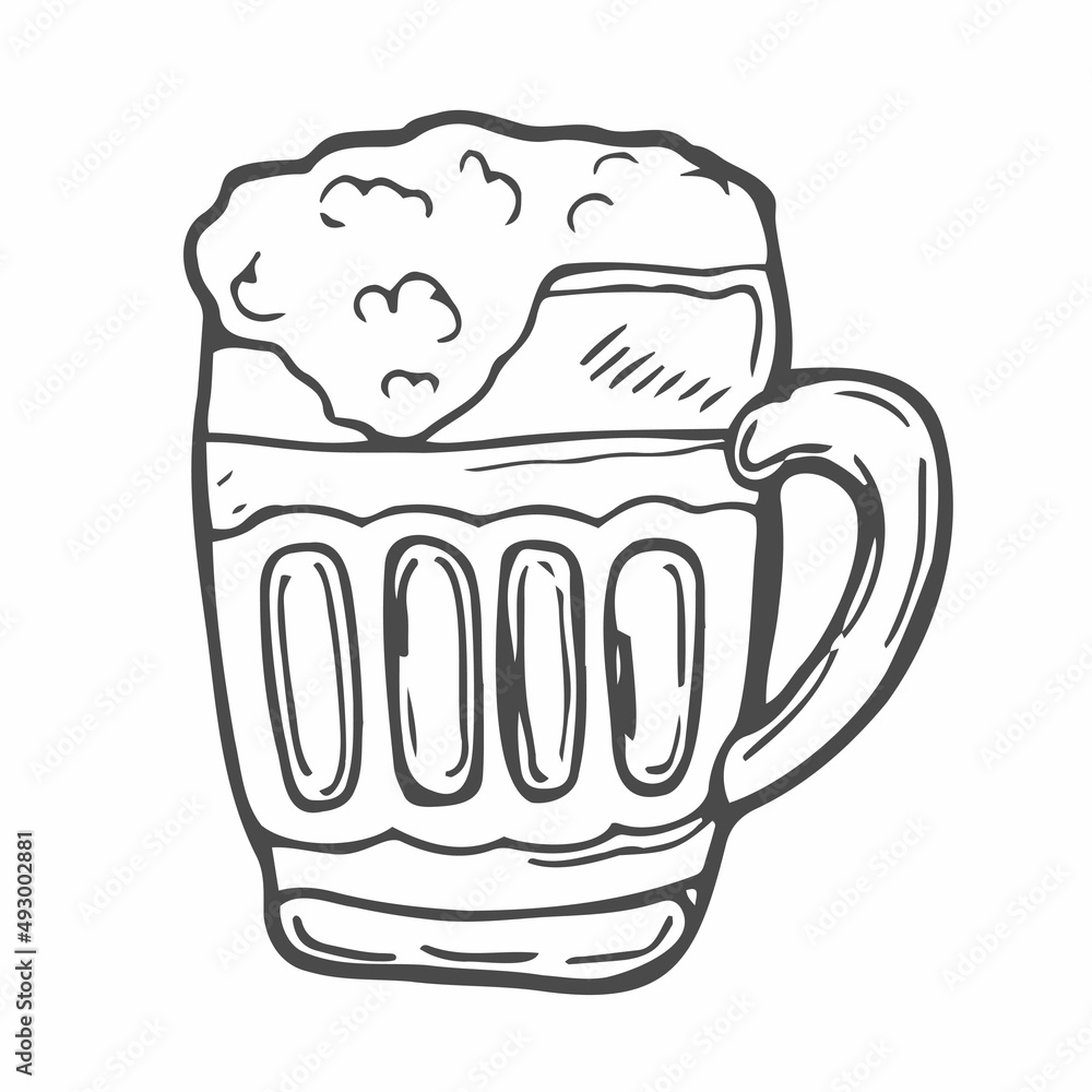 Doodle mug of beer. Sketch elements for oktoberfest festival. Hand-drawn vector illustration. Doodle mug of beer. Sketch elements for oktoberfest festival. Hand-drawn vector illustration.