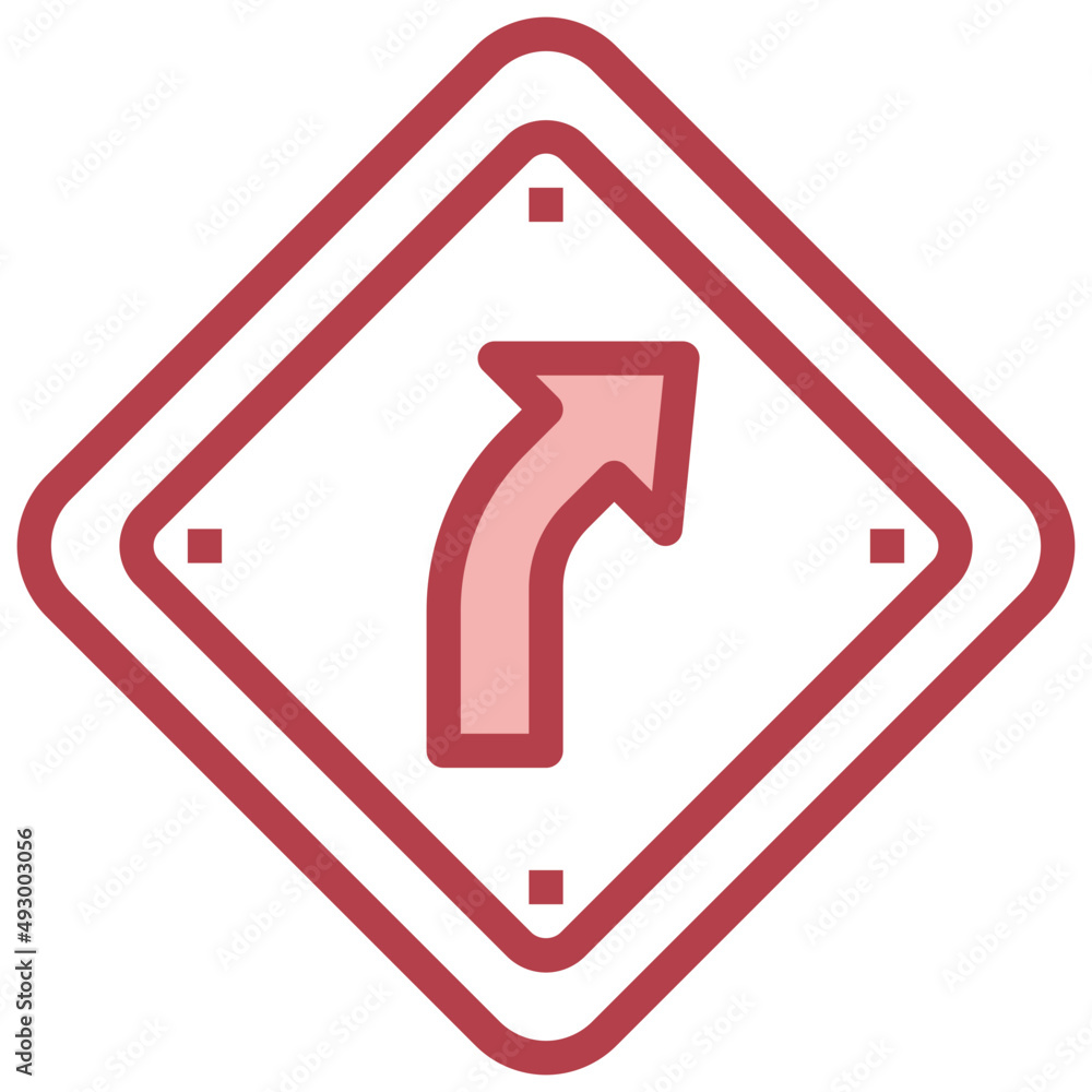 RIGHT TURN red line icon,linear,outline,graphic,illustration RIGHT TURN red line icon,linear,outline,graphic,illustration