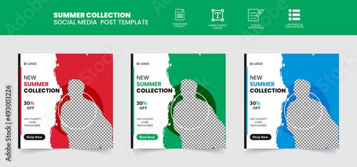 Fashion sale square new arrival promotion, social media post or banner template design