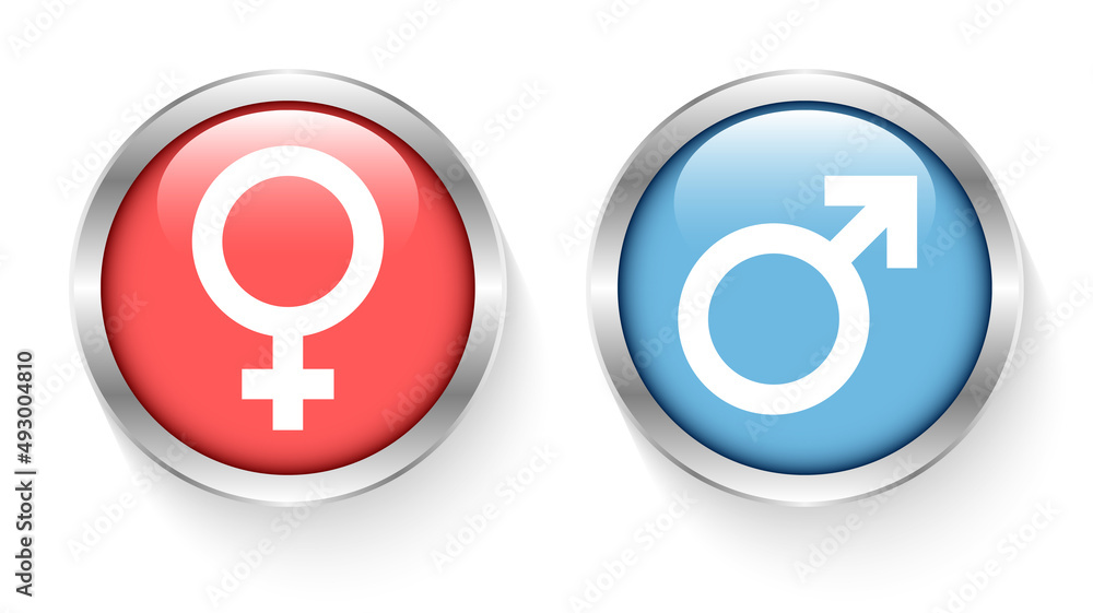 Buttons Symbole Weiblich & Männlich Rot Blau Buttons Symbole Weiblich & Männlich Rot Blau