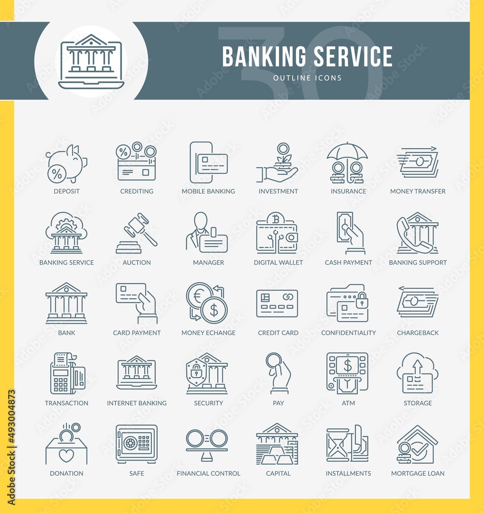 Banking Service Outline Icons