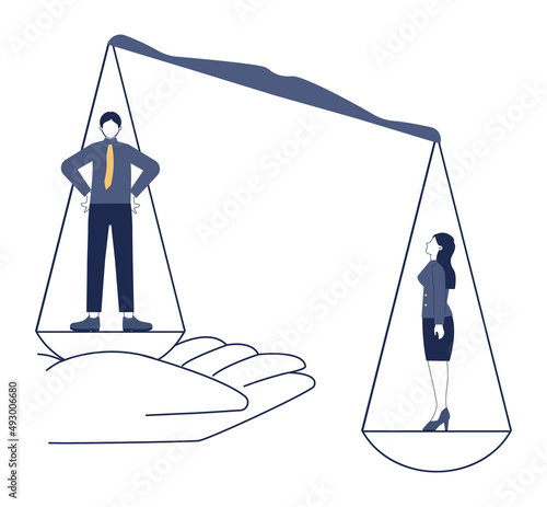 Gender inequality concept. Bias and sexism in workplace or social