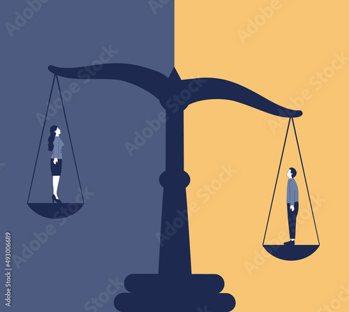 Gender inequality concept. Bias and sexism in workplace or social
