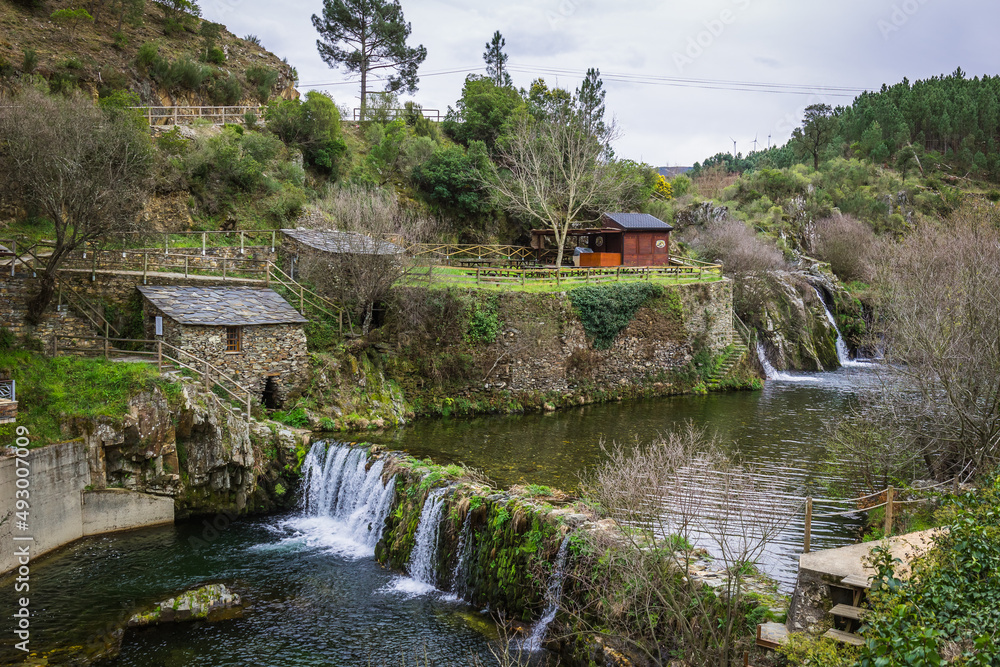 Beautifull waterfall of Poço da Broca in Barriosa, municipality of Seia - Portugal. Natural Park with waterfalls in the Serra da Estrela Natural Park - Portugal