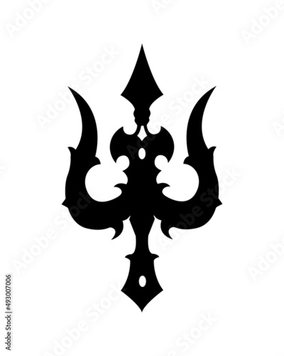 Trident vector isolated. Trishool, weapon of Indian lord shiva icon.