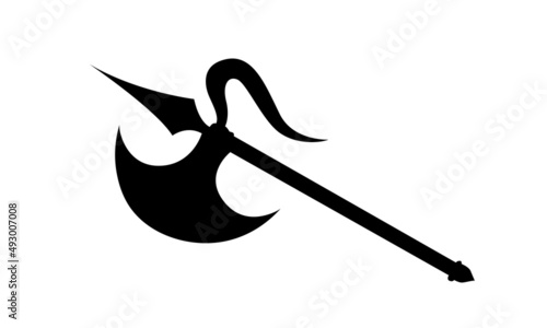 Axe medieval cutting weapon vector isolated. Broad medieval axe or Battle axe icon.