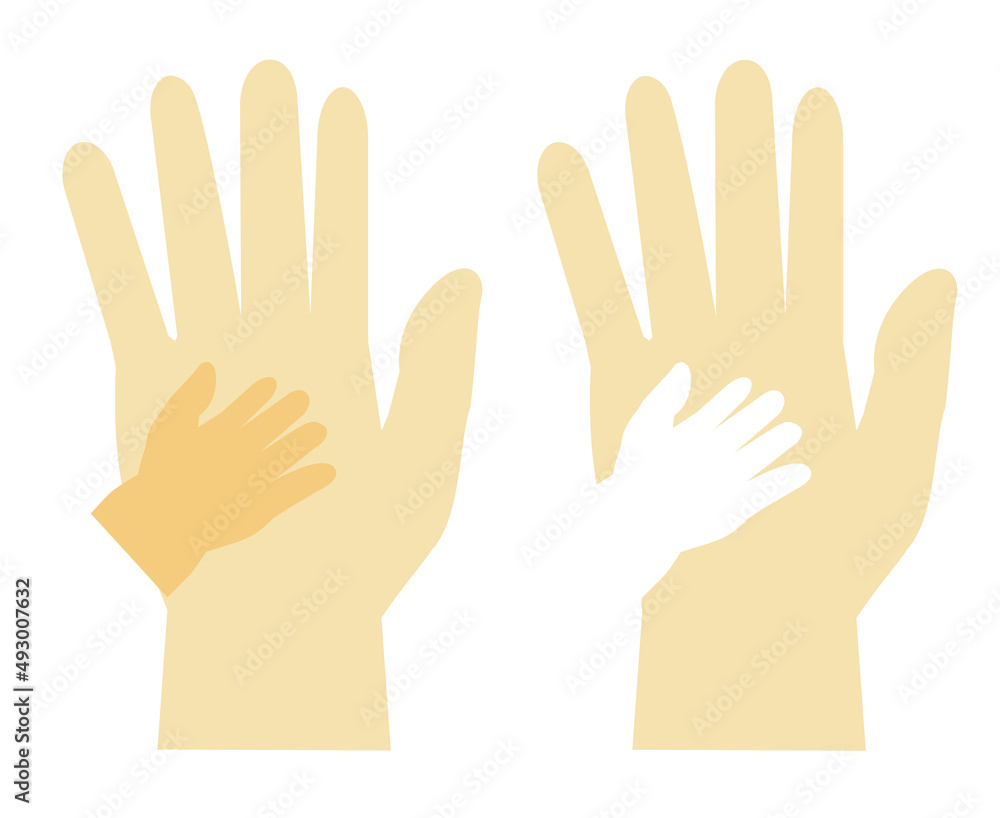 Simple Vector Set Adult's Hand and Baby's Hand, Isolated on White Simple Vector Set Adult's Hand and Baby's Hand, Isolated on White