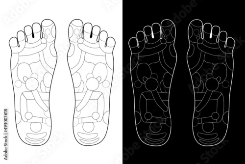 Simple Vector Set 2 Black and White Blank scheme of Acupuncture, Traditional alternative heal