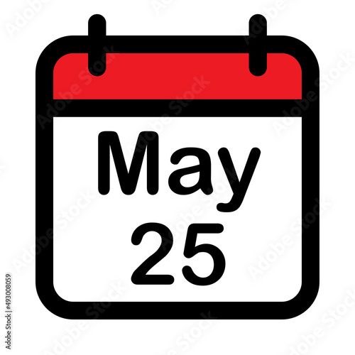 Calendar icon with twenty fifth may