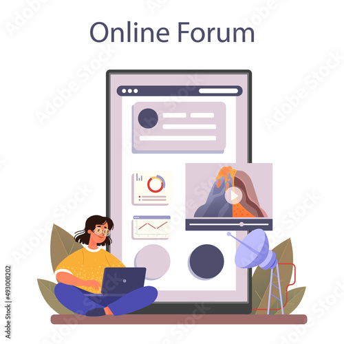 Volcanologist online service or platform. Geologist studying the processes