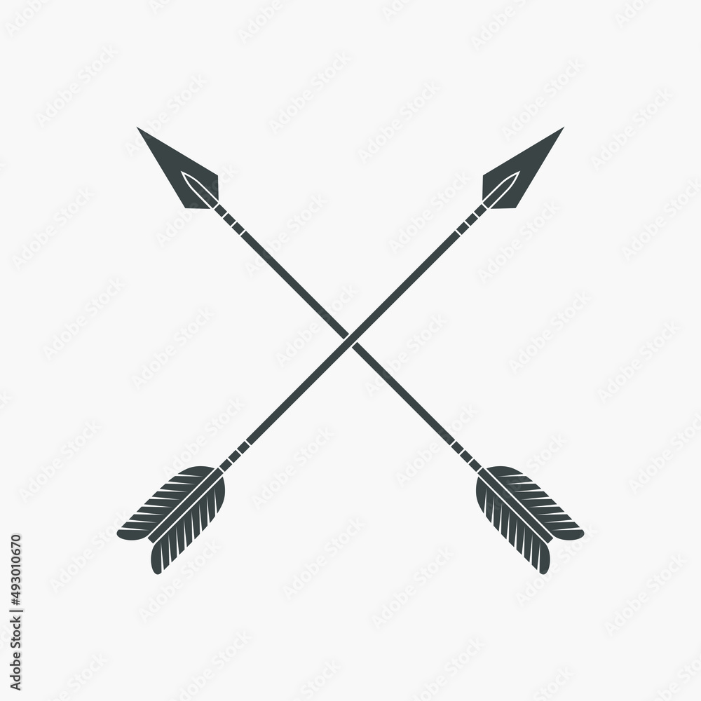 Arrows graphic icon. Crossed arrows sign isolated on white background. Vector illustration Arrows graphic icon. Crossed arrows sign isolated on white background. Vector illustration