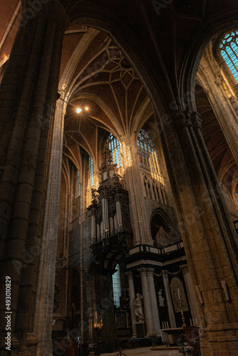 The historic city center in Ghent  Gent   Belgium. Architecture and landmark of Ghent. Cityscape of Ghent. Cathedral.